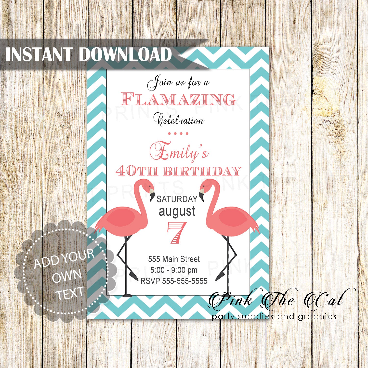 Free flamingo party invitations printable