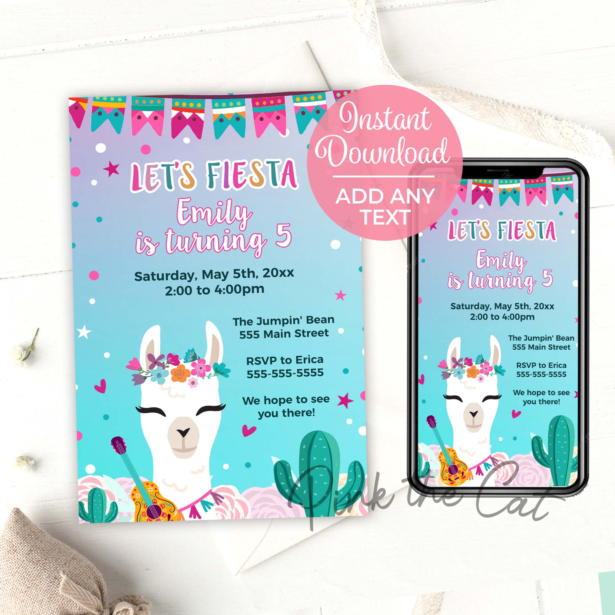 5 de mayo alpaca fiesta invitation phone evite printable girl birthday – Pink the Cat 5-de-mayo-alpaca-fiesta-invitation-phone-evite-printable-girl-birthday-pink-the-cat