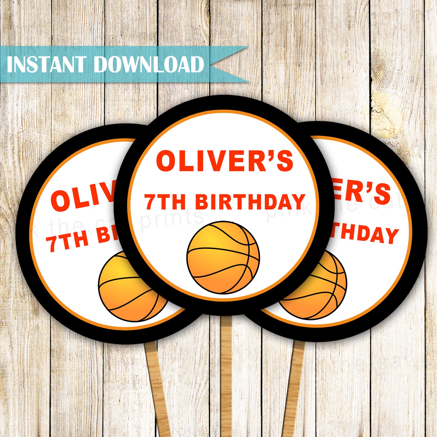 Basketball Cupcake Toppers Birthday Baby Shower – Pink the Cat basketball-cupcake-toppers-birthday-baby-shower-pink-the-cat