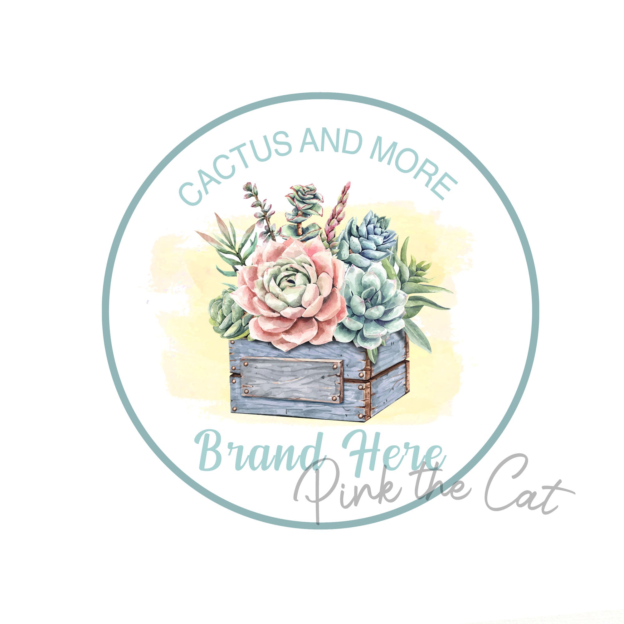 succulent logo design Cactus succulent logo design watercolor