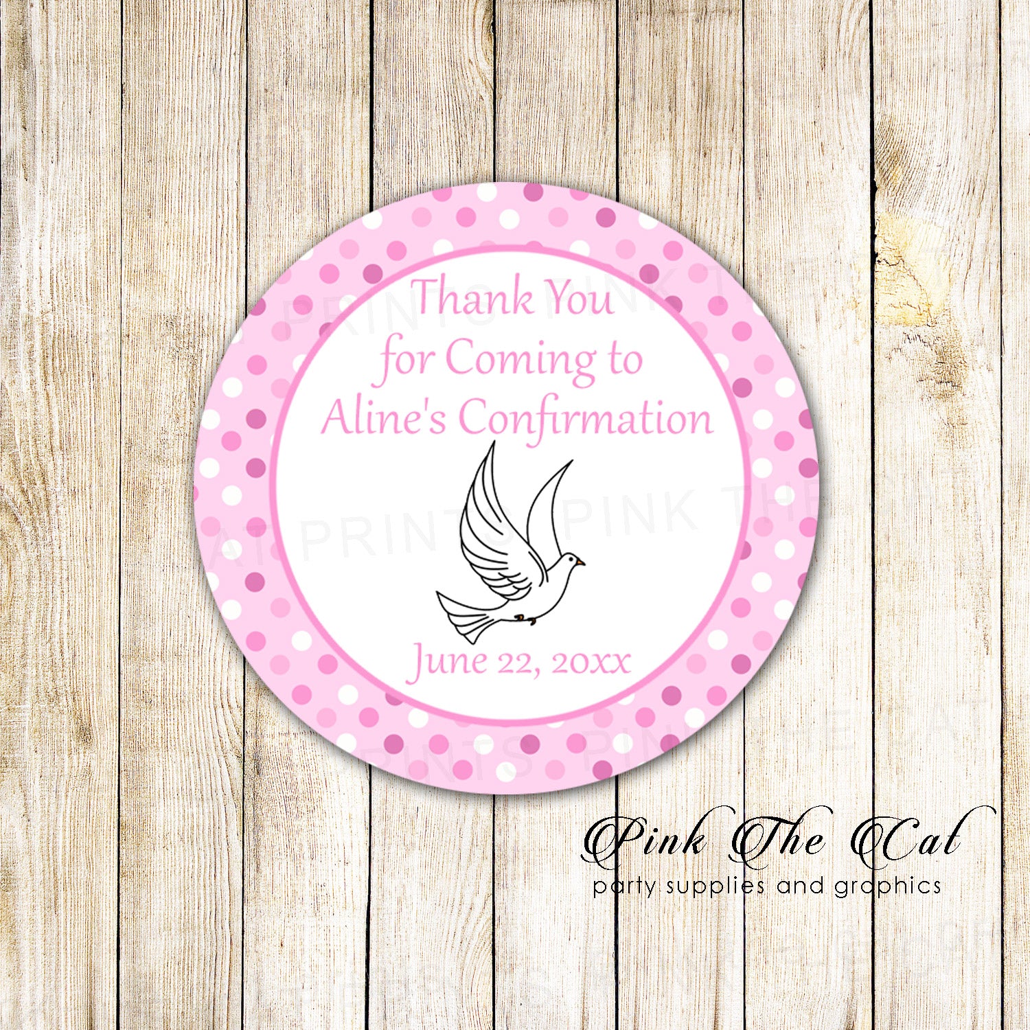 Dove girl confirmation favor label sticker printable