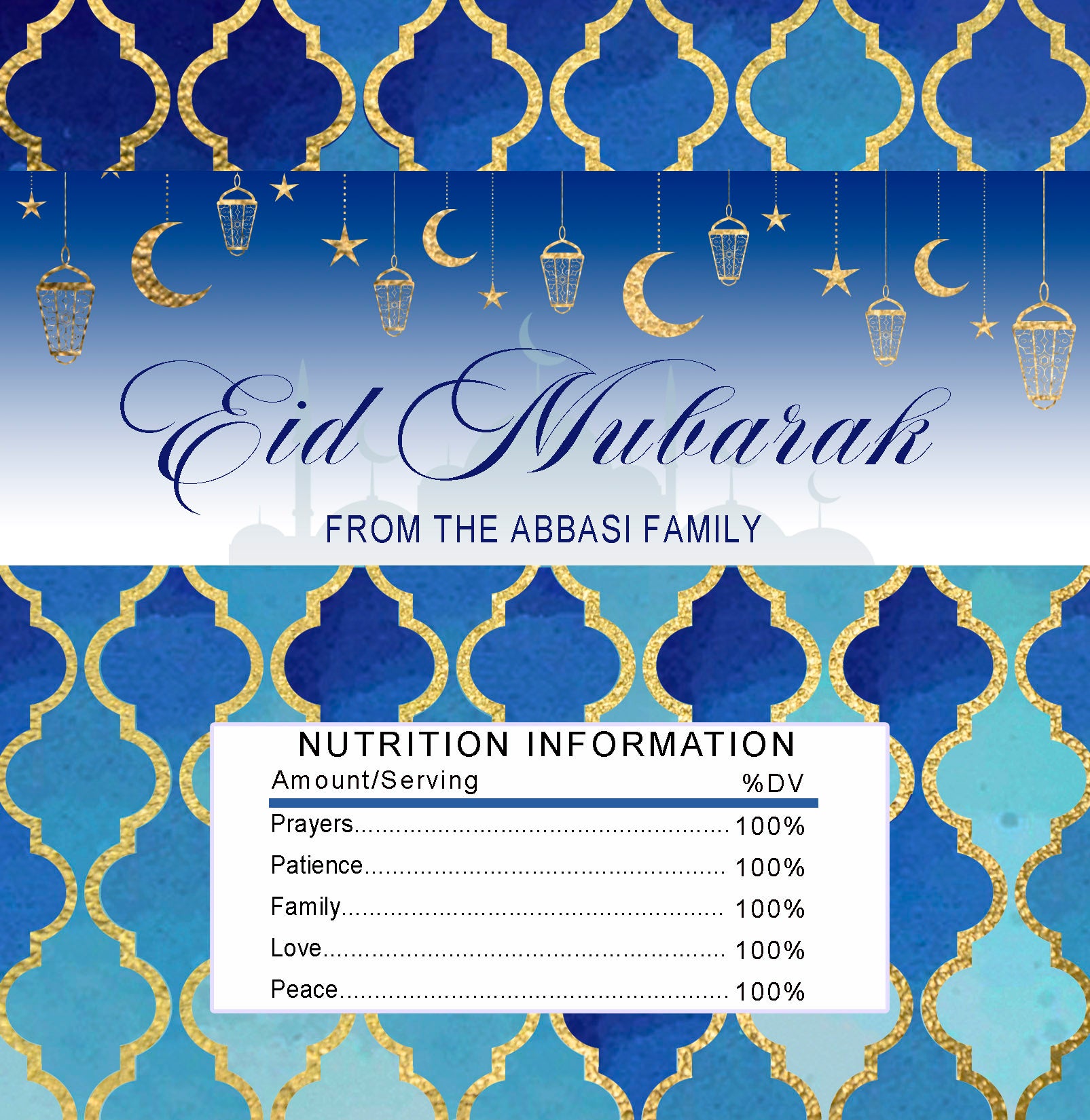 Eid mubarak gold blue candy bar