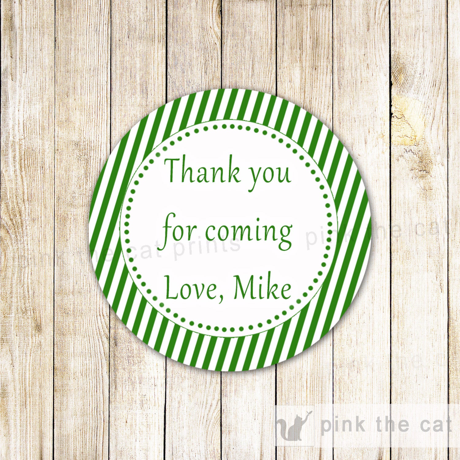 Green Stripes Label Gift Favor Tag Bridal Shower Sticker Birthday