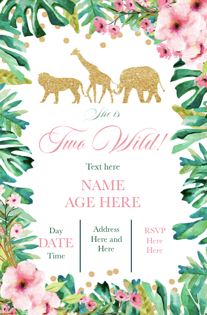 Jungle two wild birthday invitation printable