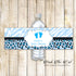 Footprints Zebra Blue Boy Baby Shower Bottle Label Printable