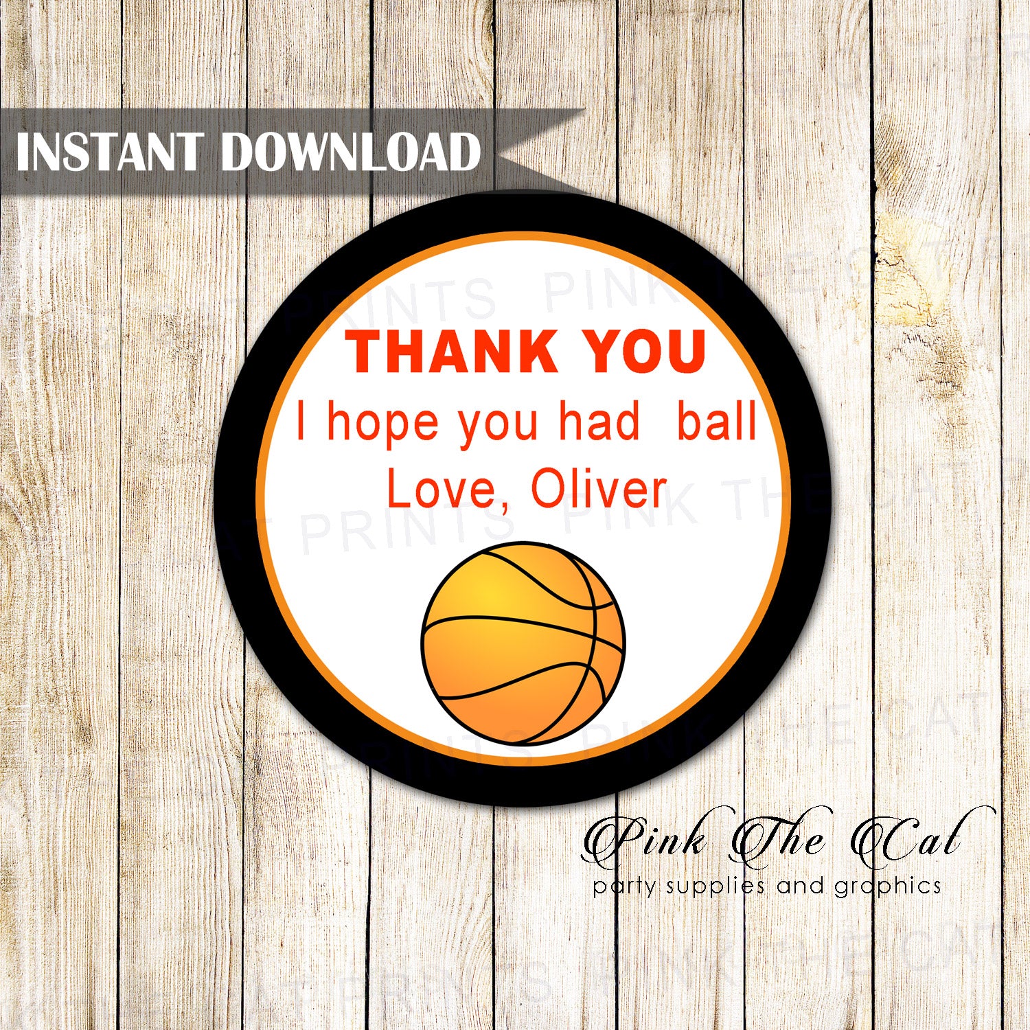 Basketball Party Favor Tags Template