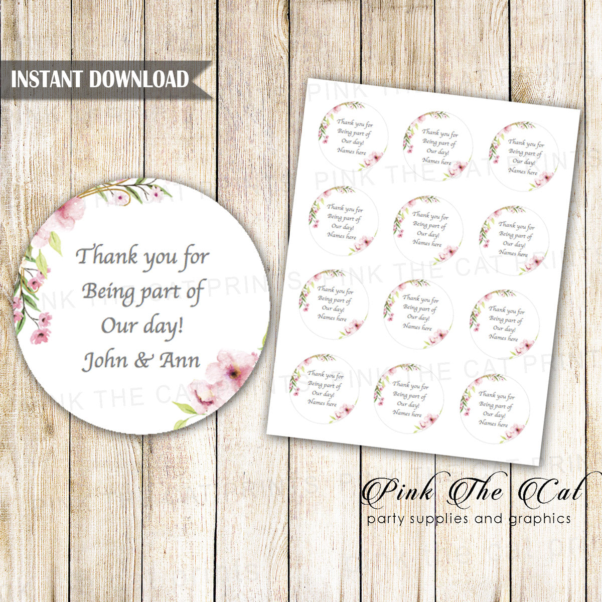 floral-pink-favor-label-wedding-bridal-shower-printable-pink-the-cat for Bridal Shower Favor Tags Free Printable Floral Pink Favor Label Wedding Bridal Shower Printable – Pink the Cat for Bridal Shower Favor Tags Free Printable