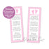 Girl bookmark baby shower pink printable