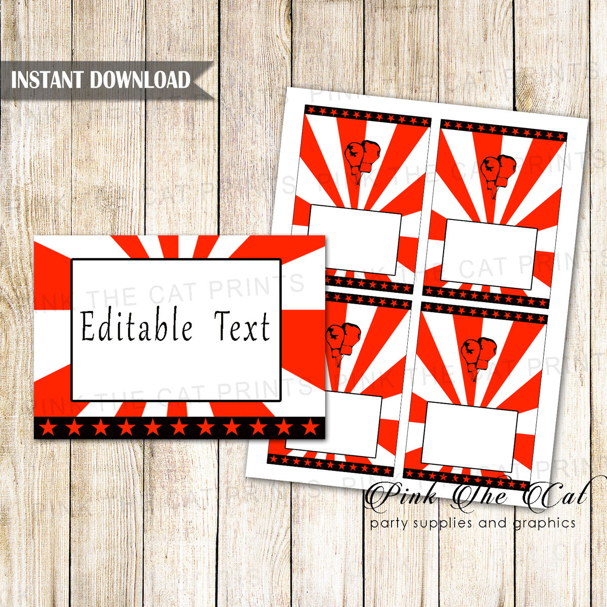 boxing-buffet-food-label-place-seating-name-card-red-printable-pink-the-cat for Free Printable Buffet Food Labels Boxing Buffet Food Label Place Seating Name Card Red Printable – Pink the Cat for Free Printable Buffet Food Labels