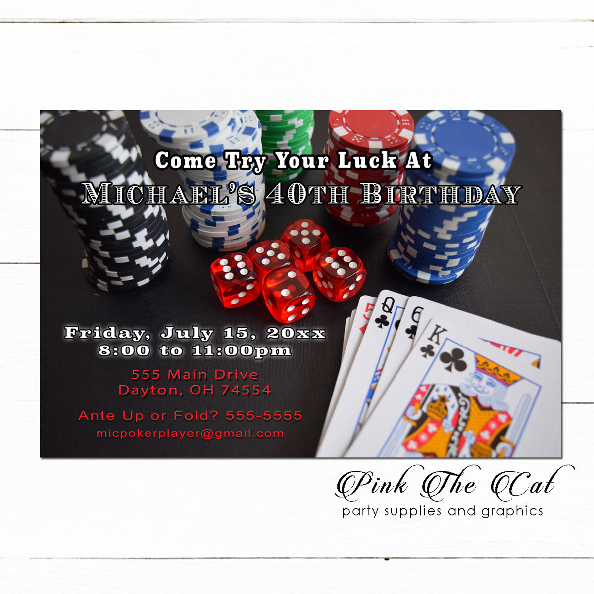 Printable Casino Poker Invitations Adult Birthday Party