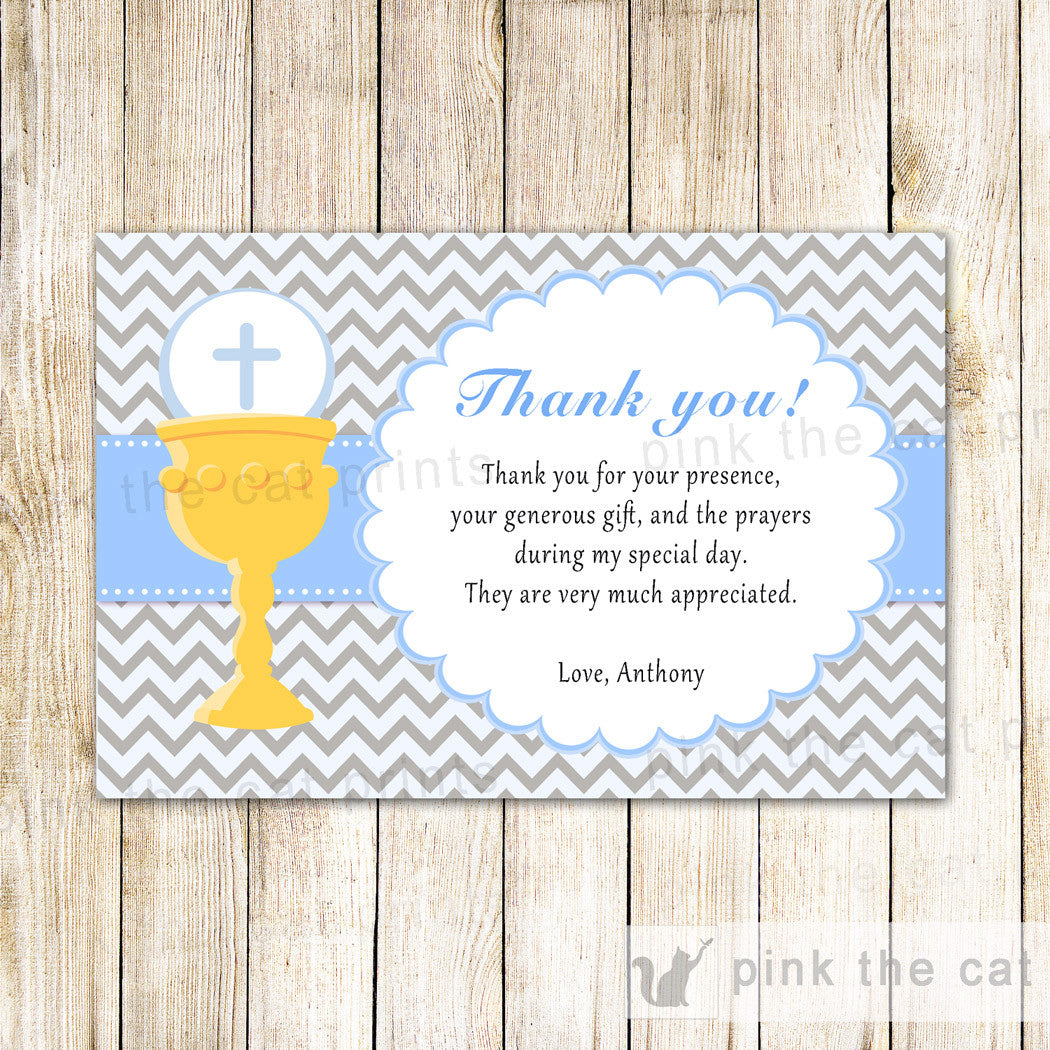 Chalice Thank You Note Boy Holy Communion