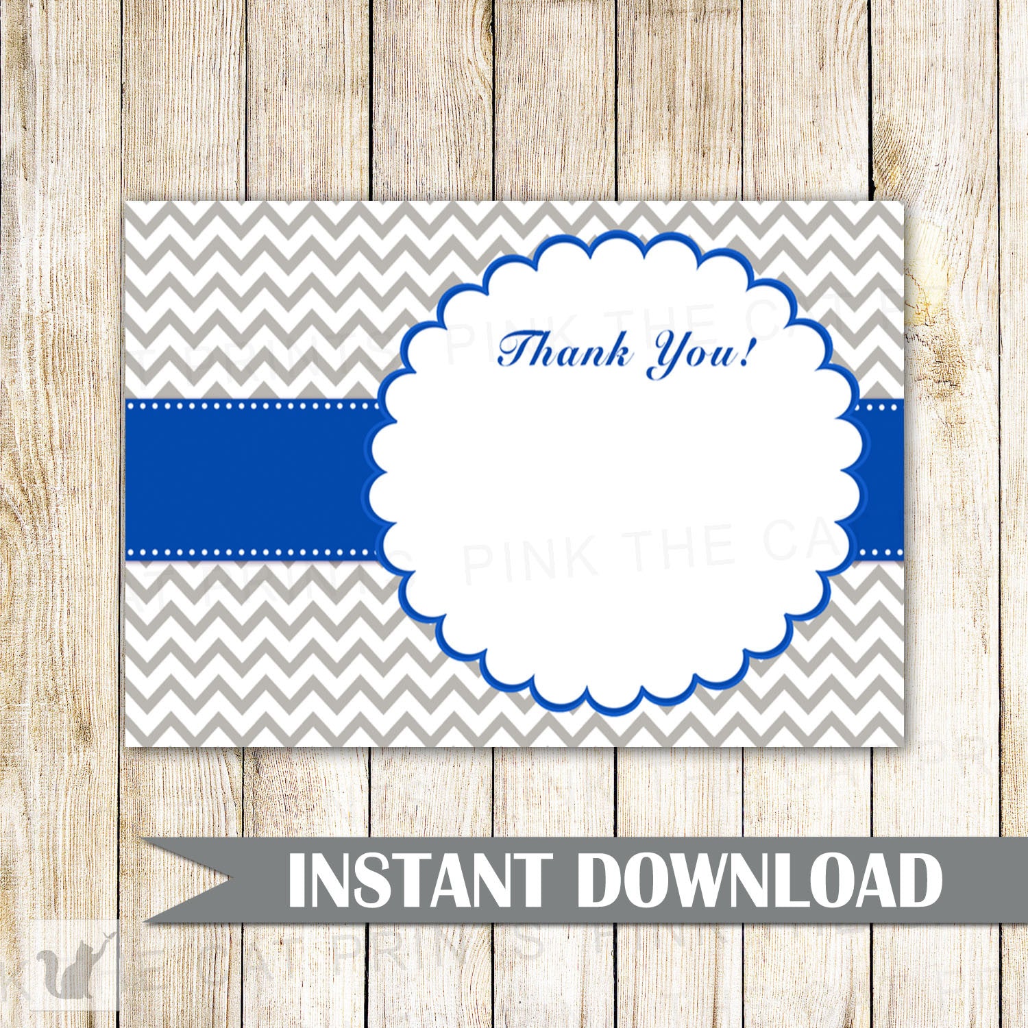 Blank Thank You Card Note Royal Blue Grey Baby Bridal Shower Birthday – Pink the Cat blank-thank-you-card-note-royal-blue-grey-baby-bridal-shower-birthday-pink-the-cat