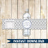 Grey Navy Blue Chevron Bottle Label Birthday Baby Bridal Shower