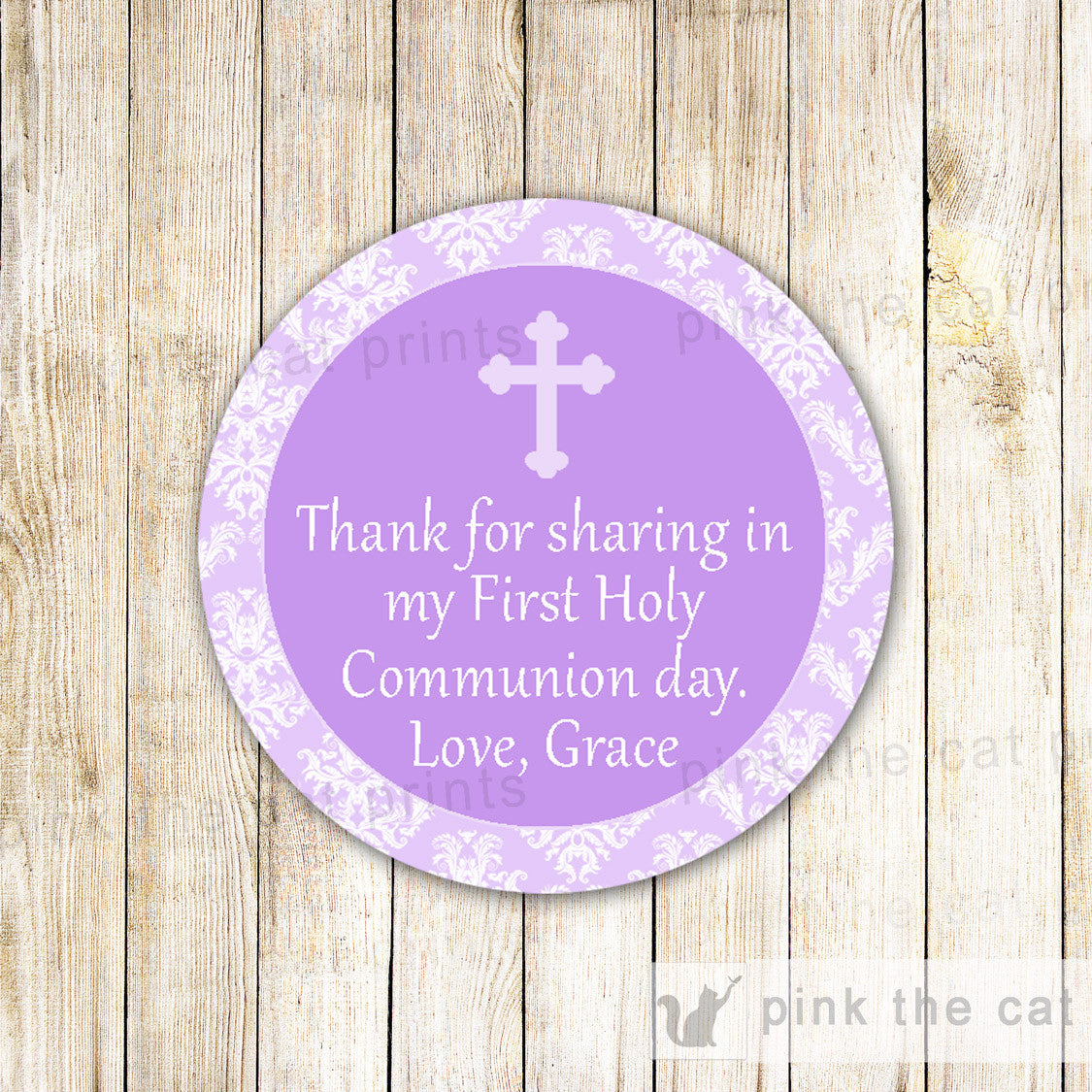 communion favor label printable lavender