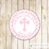 Girl Baptism Christening Favor Label Sticker Gift Tag Pink First Communion