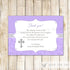 Girl Baptism Christening Thank You Note Card Lavender