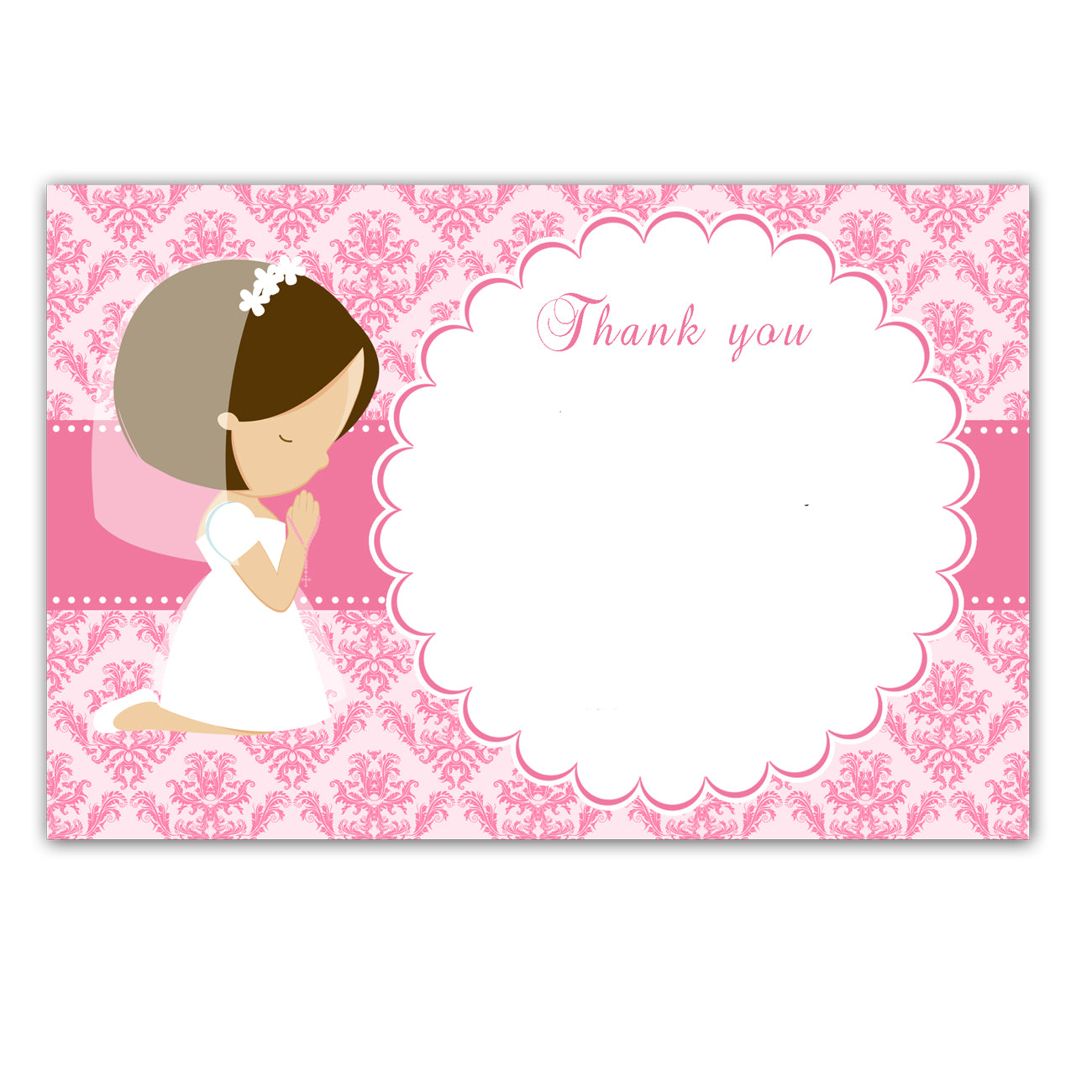 Blank thank you card religious pink
