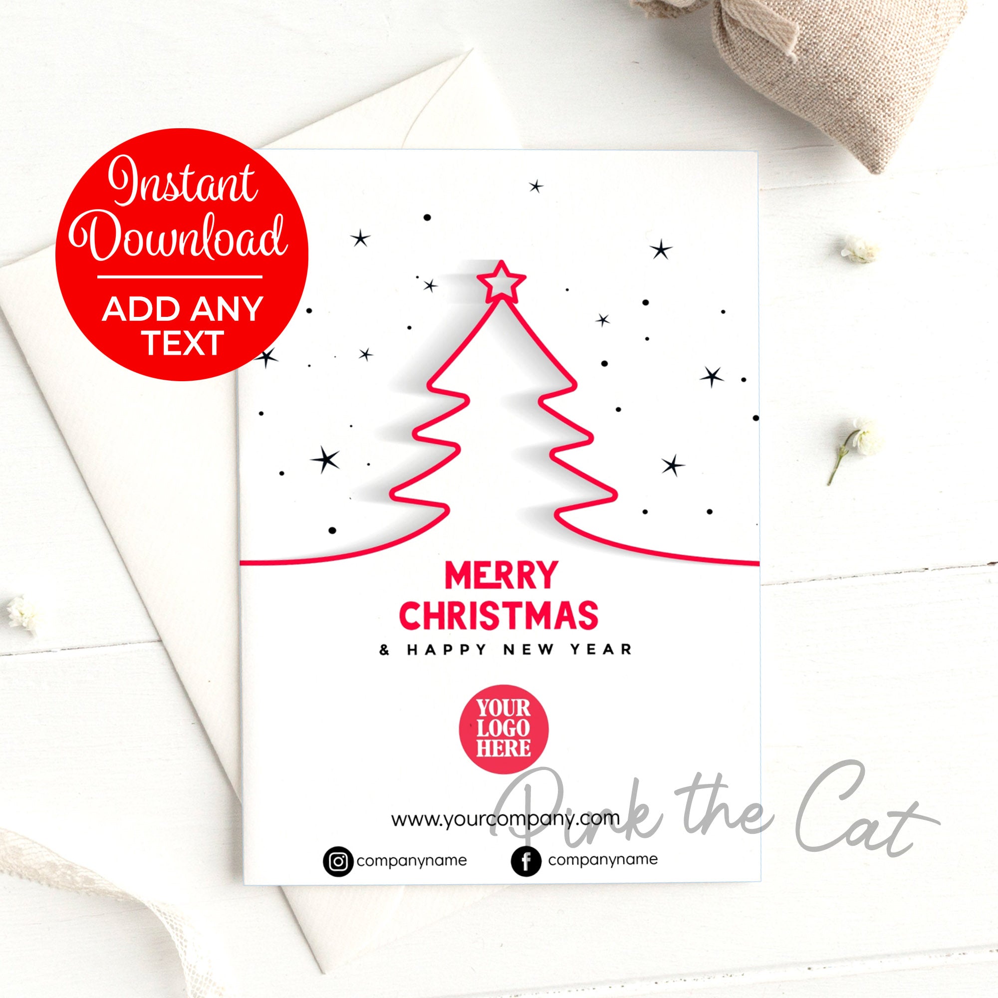 Christmas tree watercolor with logo business greeting card printable – Pink the Cat christmas-tree-watercolor-with-logo-business-greeting-card-printable-pink-the-cat