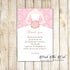 Bridal shower thank you card pink dress sweet 16 printable