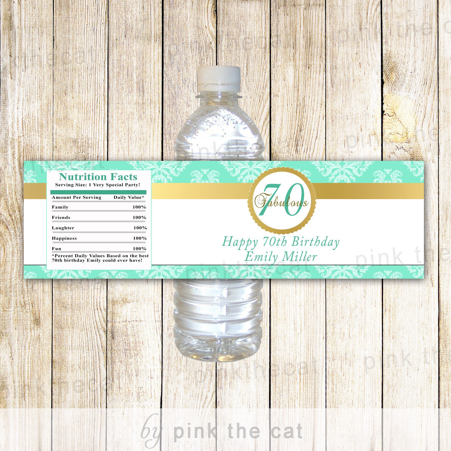 Bottle Labels Mint Green Gold Adult Birthday Wrapper