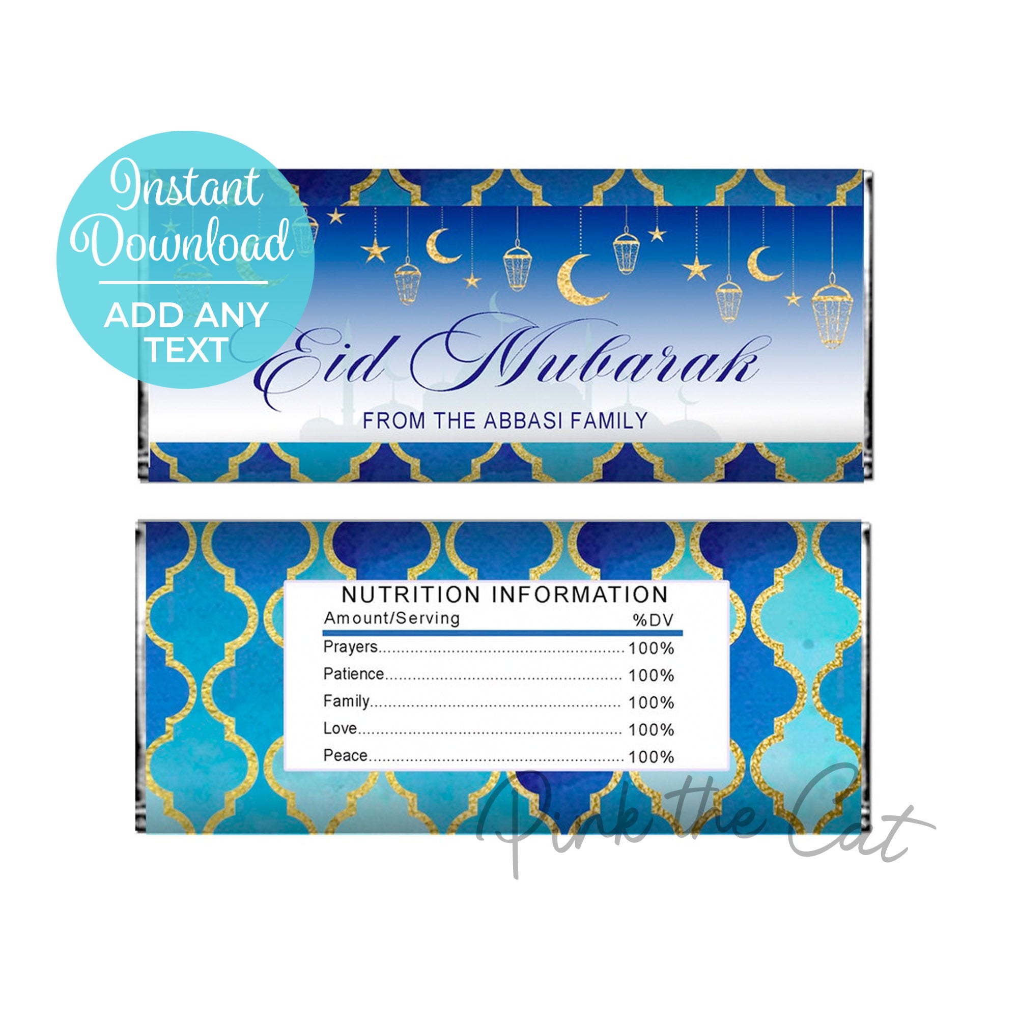 Eid mubarak gold blue candy bar