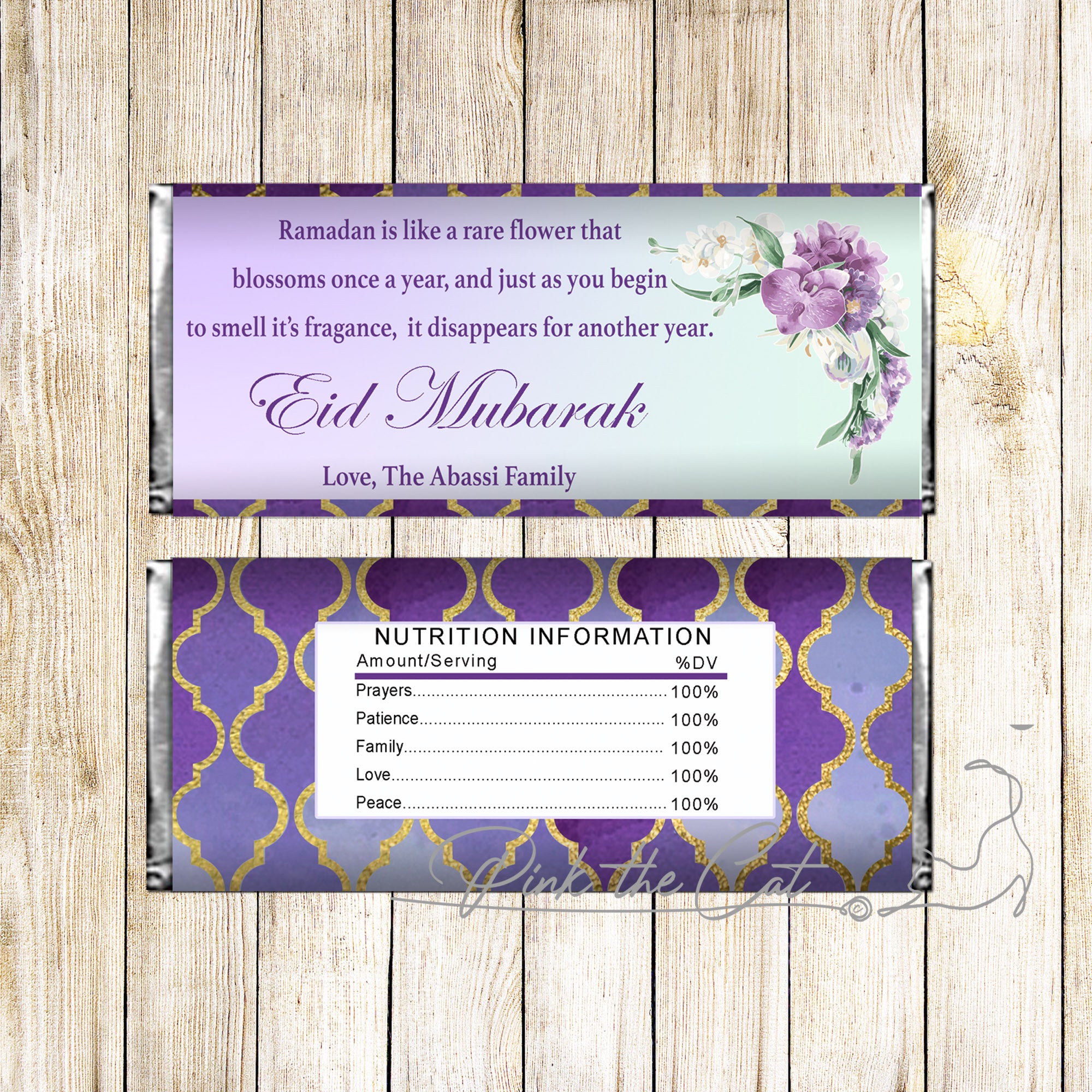 Eid mubarak candy bar floral poem