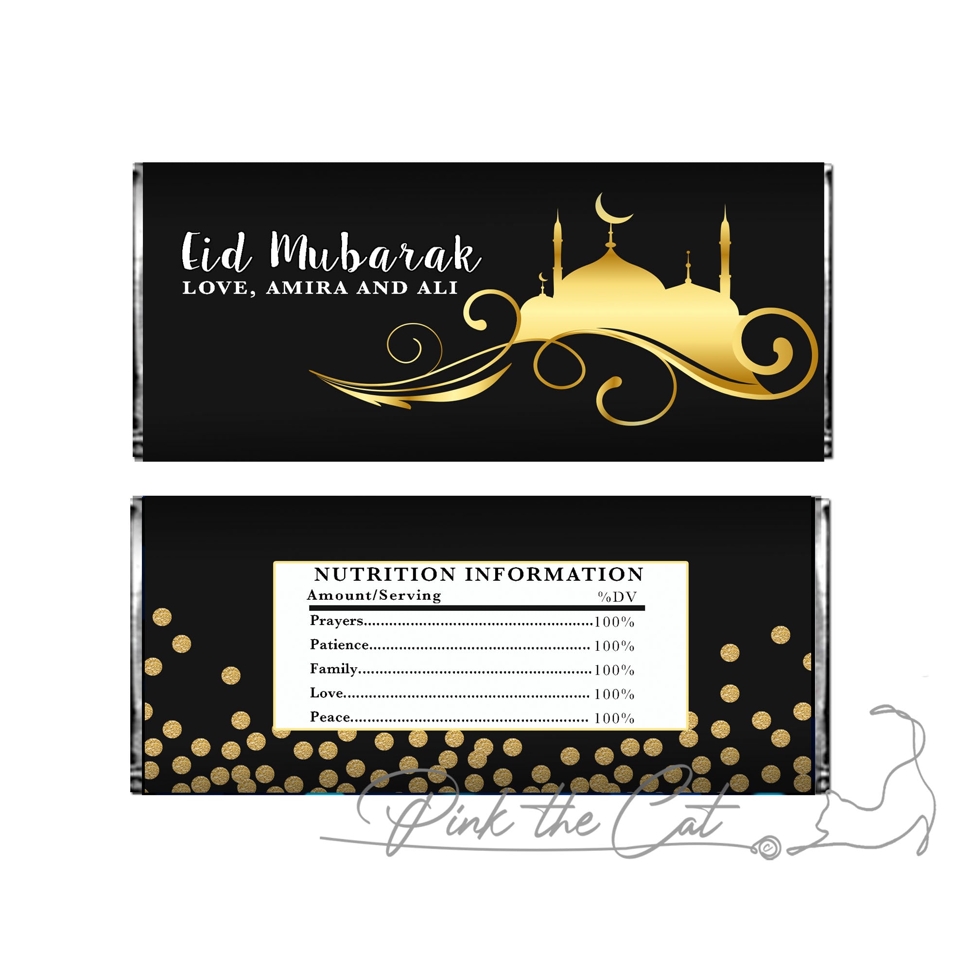 Eid mubarak candy bar gold black