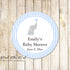 Elephant favor label blue stripes printable personalized
