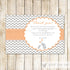 Elephant Thank You Card Note Unisex Baby Shower Orange Peach Grey