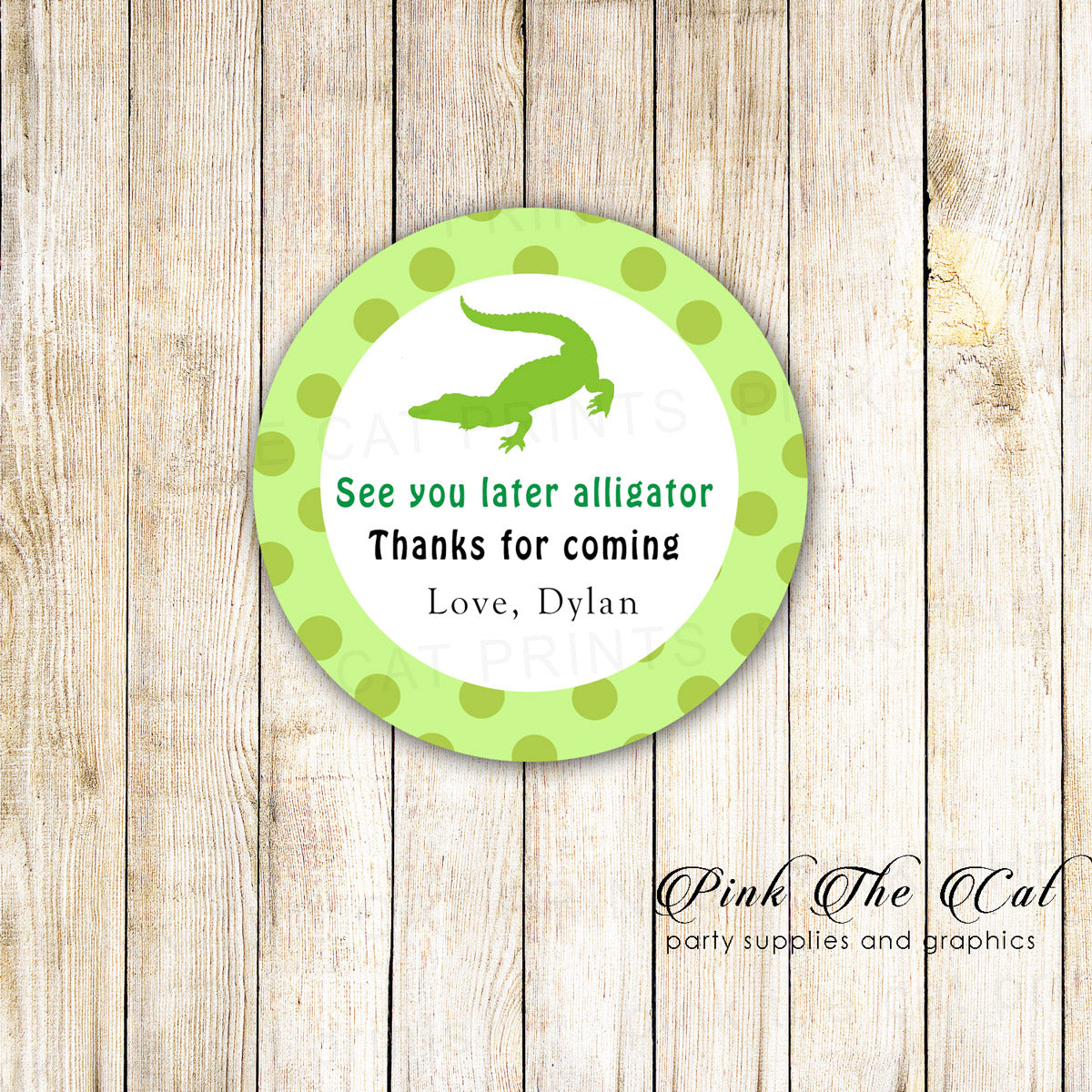 40 stickers alligator favor label kids birthday party