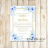 Floral Wedding Invitations & RSVP Cards Blue Gold Printable