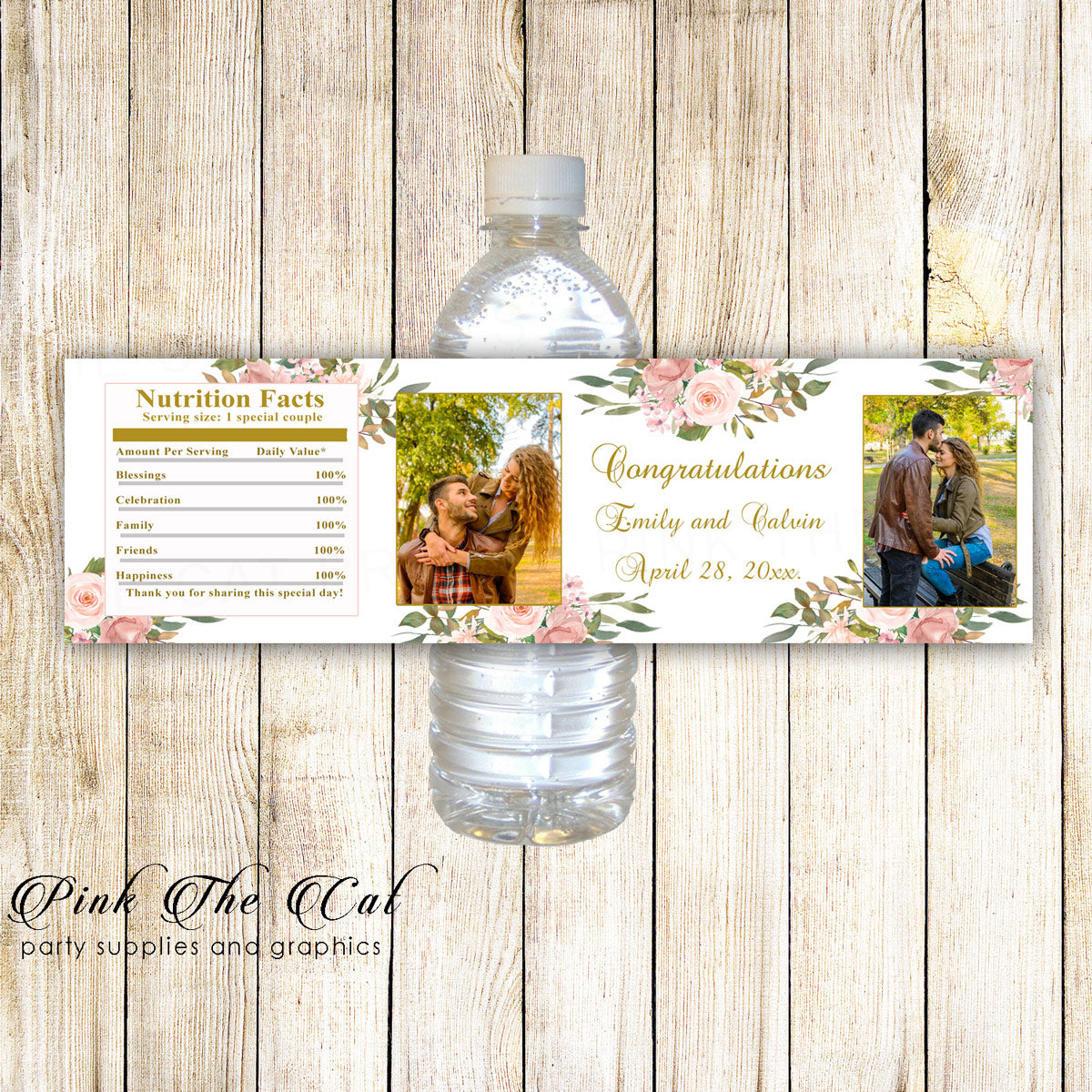 Floral Mason Jar Labels | Thank You Wedding Favor Stickers | Blush Pink  Flower Label | Rustic Baby Bridal Shower Favors Business Sticker