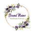 Floral logo design watercolor wreath purple gold
