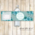 Floral Bottle Labels Teal Watercolor Birthday Bridal Shower