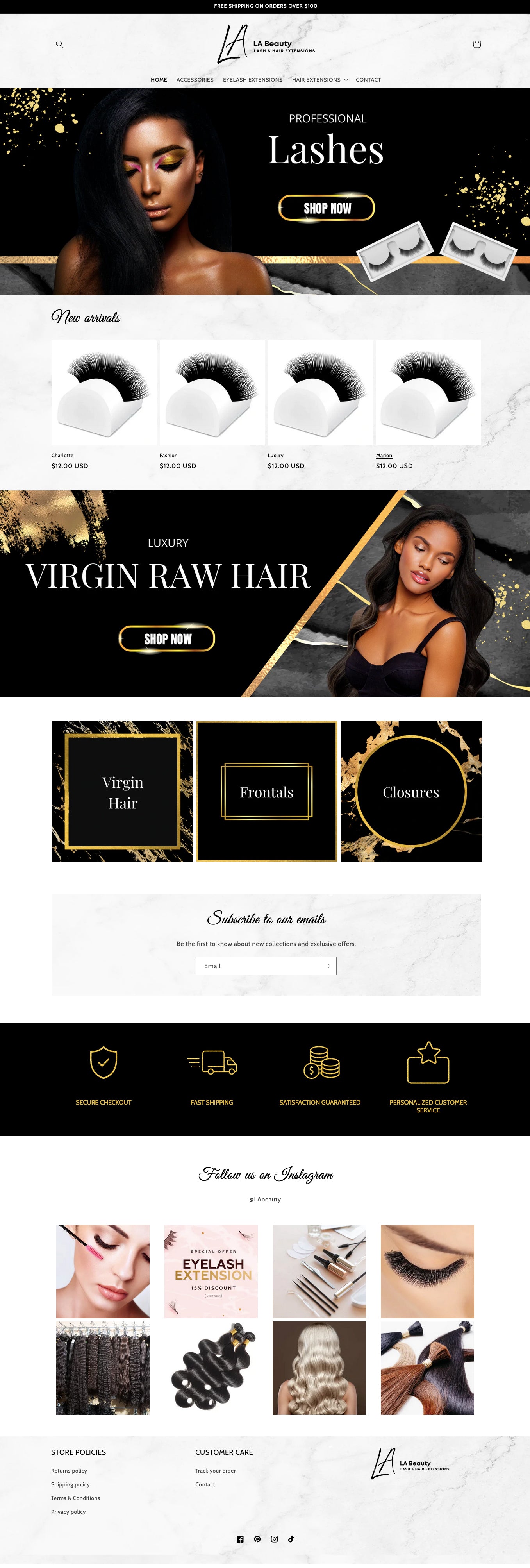 Hair and lash extensions website