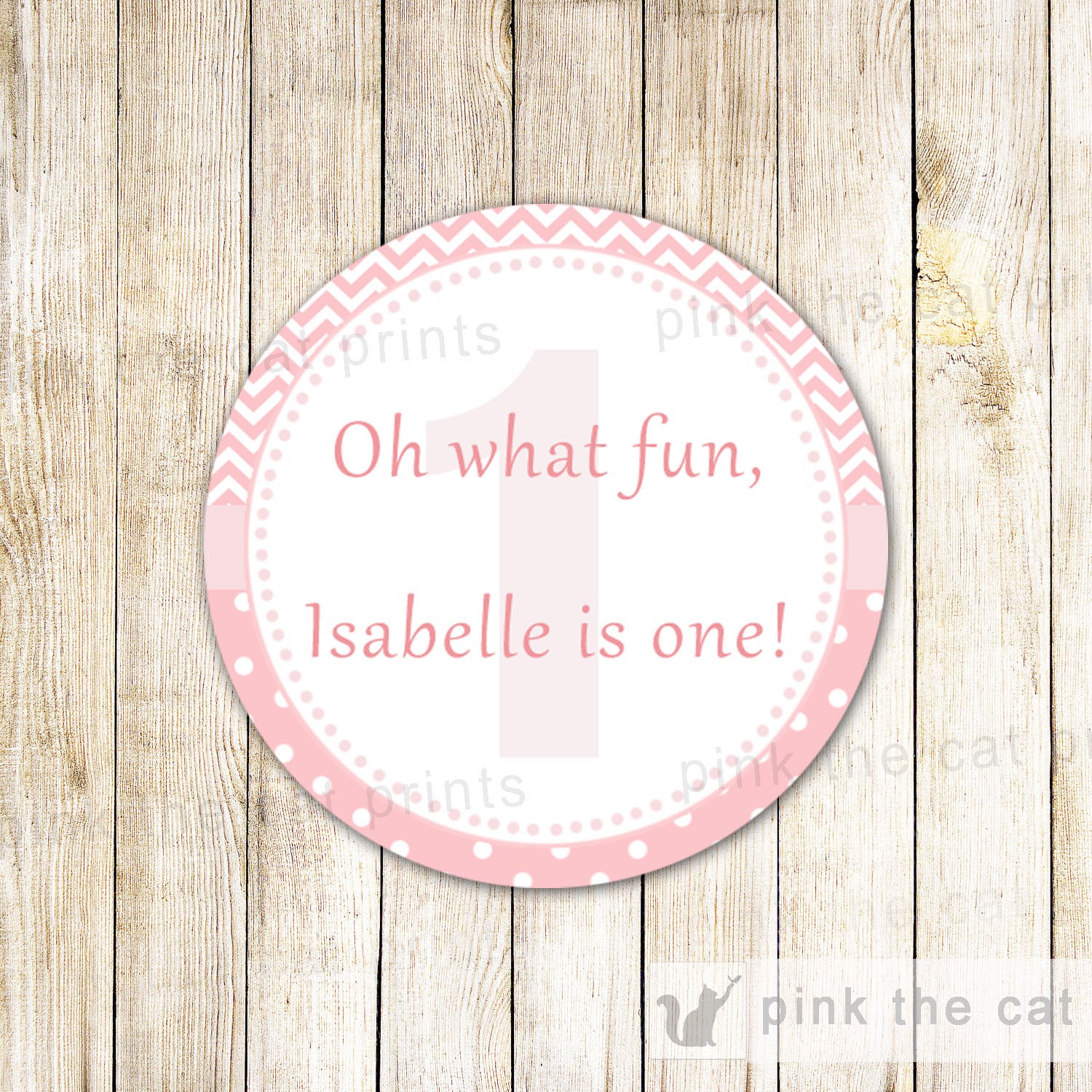 Fun At One Favor Label Gift Tag Thank You Sticker Girl Birthday Pink