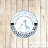 Giraffe Sticker Gift Favor Tag Thank You Label Baby Boy Shower Blue