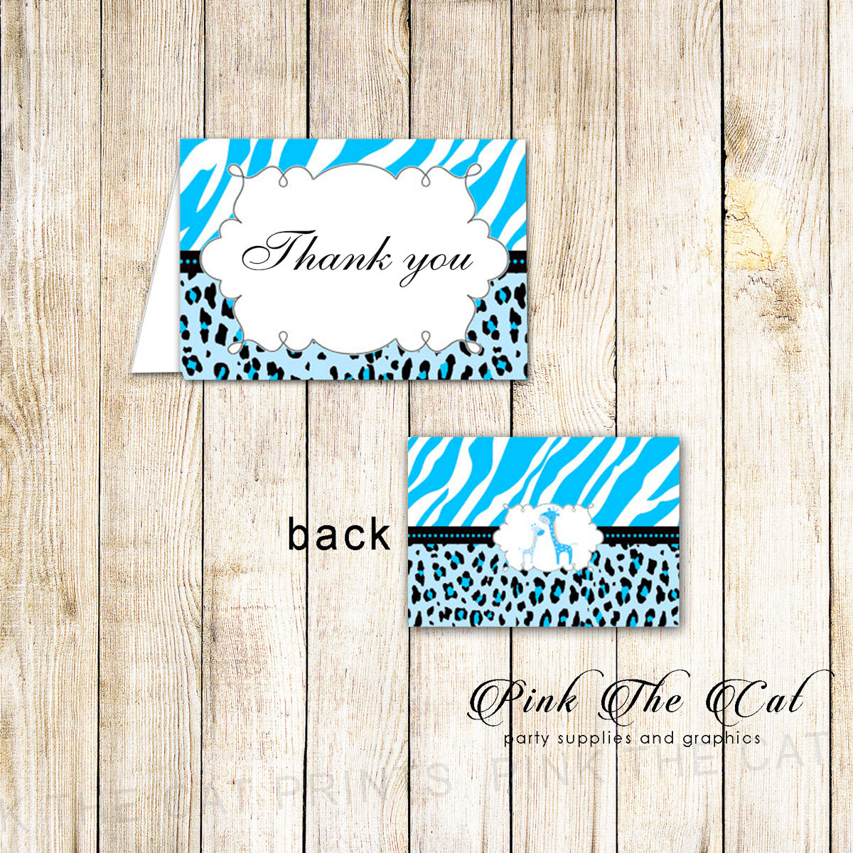 Blue Giraffe Thank You Card + Envelopes