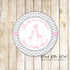 Giraffe Baby Girl Shower Gift Favor Label Sticker Pink Gray Printable