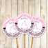 Giraffe Cupcake Topper Baby Girl Shower Pink Black Zebra