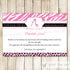 Giraffe Thank You Card Note Baby Girl Shower Pink Zebra