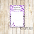 30 Printed Cards Giraffe Parenting Advice Girl Baby Shower Purple