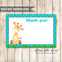 Giraffe Thank You Card Birthday Baby Shower Teal Printable