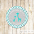 Giraffe Sticker Gift Favor Tag Label Baby Shower Teal Gray