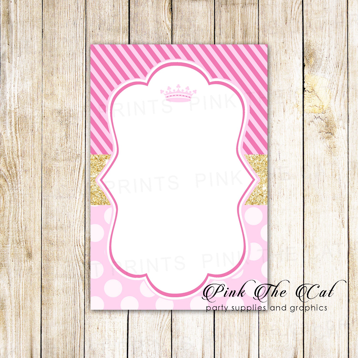 30 Blush pink gold glitter striped invitation thank you card blank – Pink  the Cat