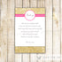 Glitter Gold Thank You Note Card Girl Birthday Baby Bridal Shower Pink