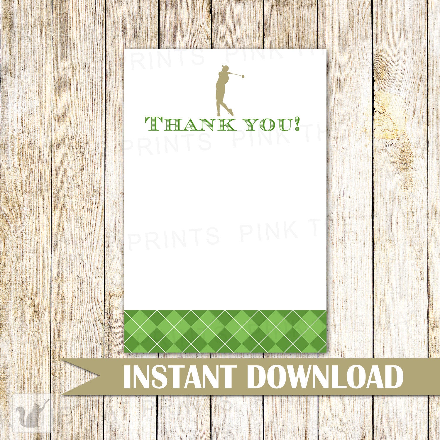 Golf Thank You Card Note Adult Birthday Retirement Party