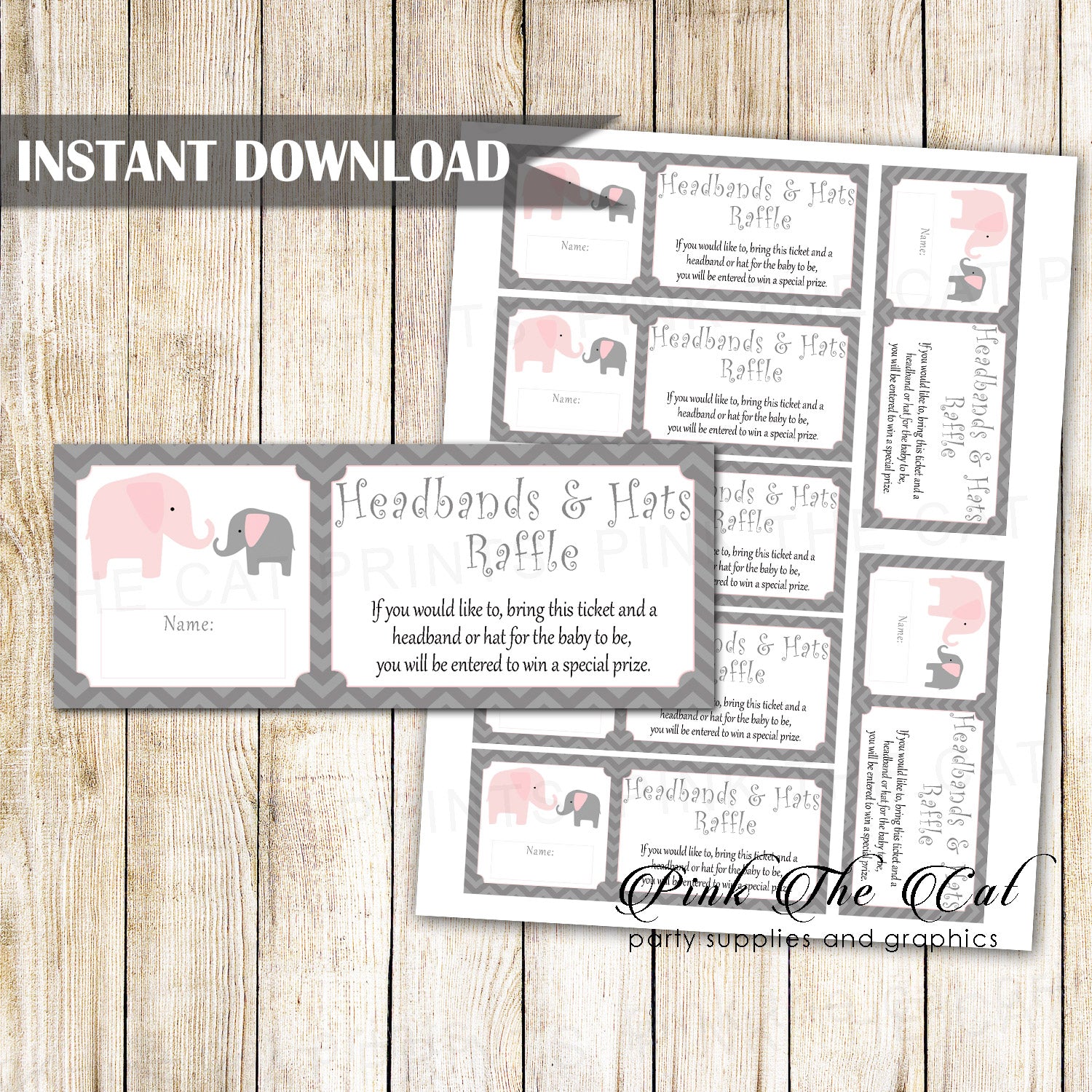 Elephants Baby Shower Headbands and Hats Raffle Printable – Pink the Cat elephants-baby-shower-headbands-and-hats-raffle-printable-pink-the-cat