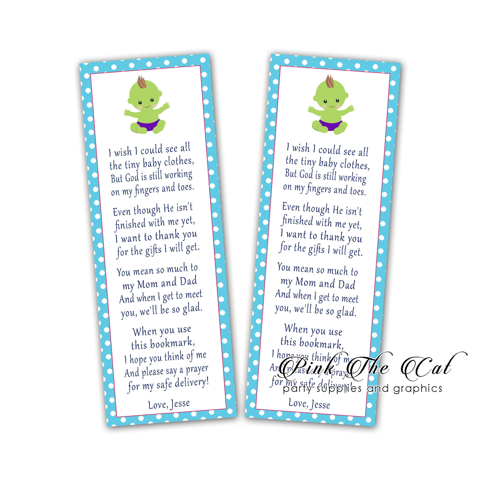 Superhero green blue bookmarks printable baby shower favors