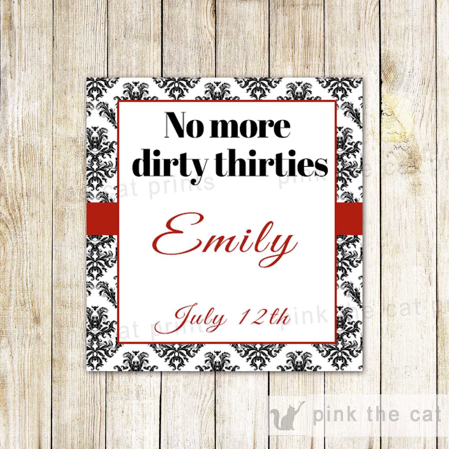 Hand Sanitizer Labels 30th Birthday Party Red Black
